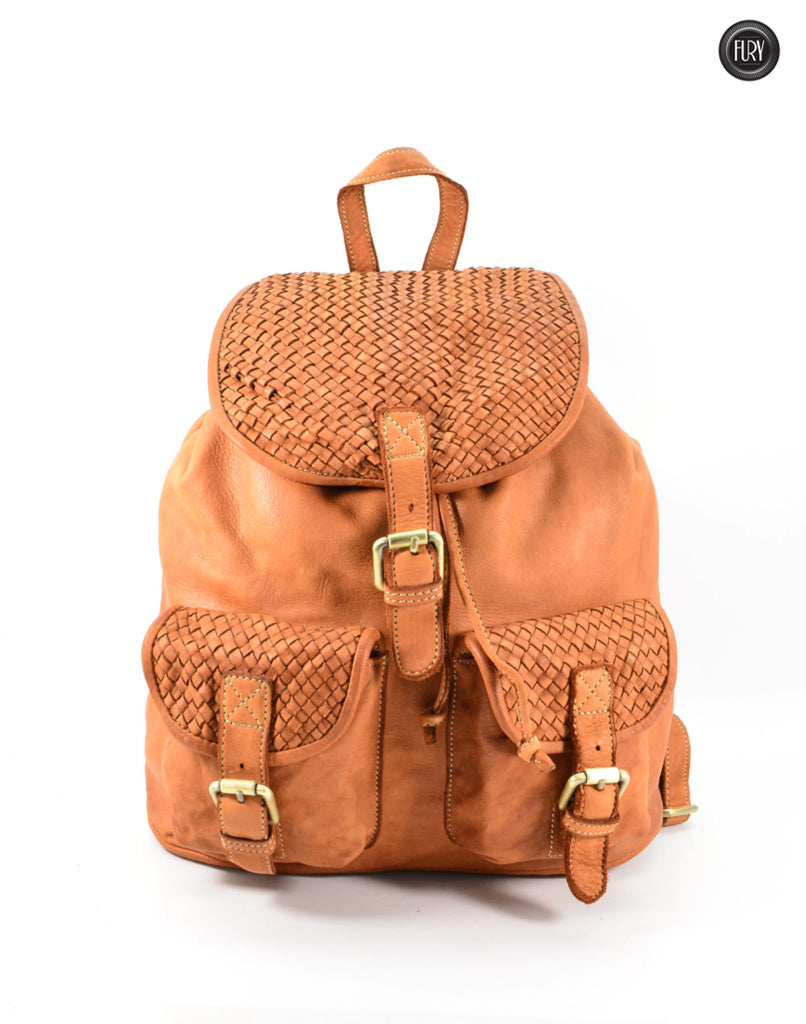 Lorenzo Rucksack aus gewebtem Leder