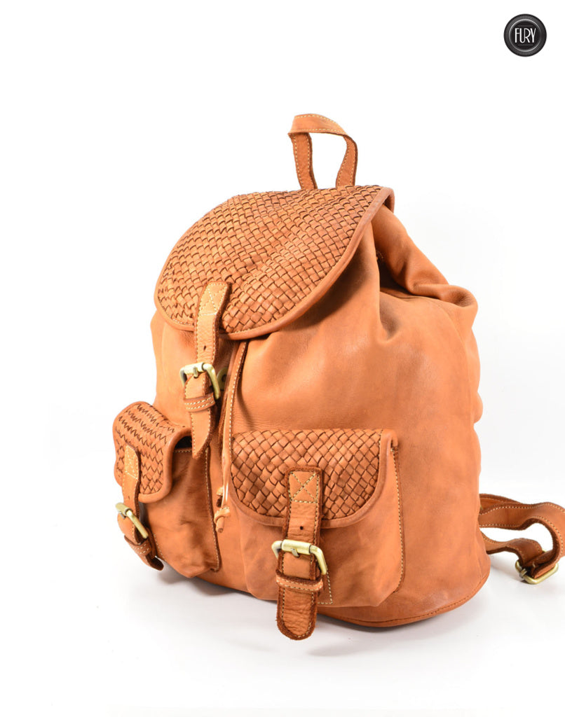 Lorenzo Rucksack aus gewebtem Leder