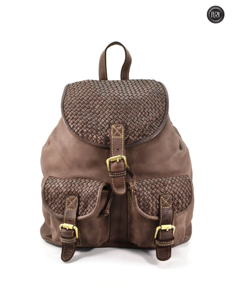 Lorenzo Rucksack aus gewebtem Leder