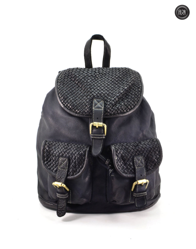 Lorenzo Rucksack aus gewebtem Leder