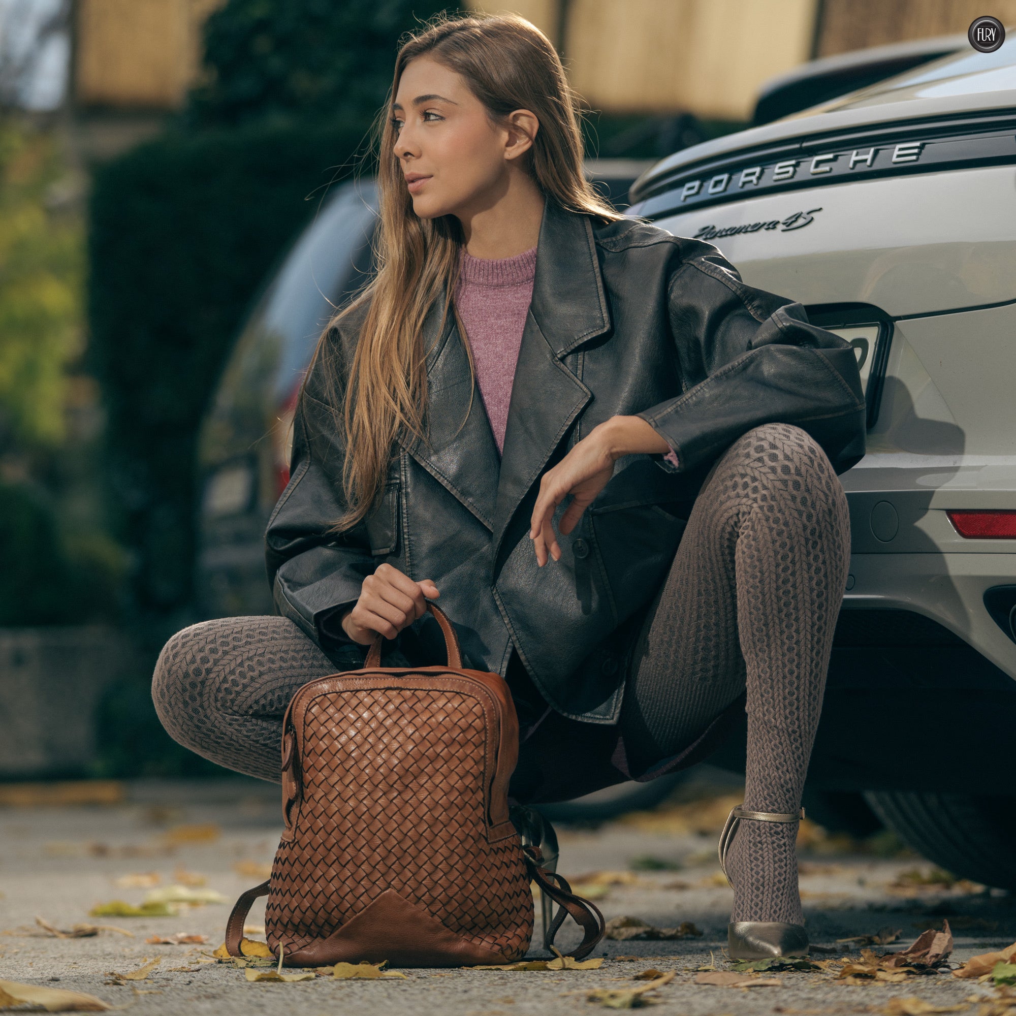 Arco Rucksack aus gewebtem Leder