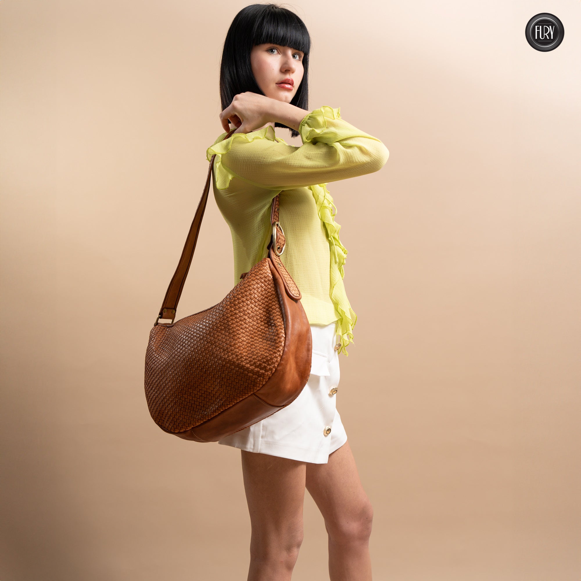 Iris Maxi-Tasche aus gewebtem Leder