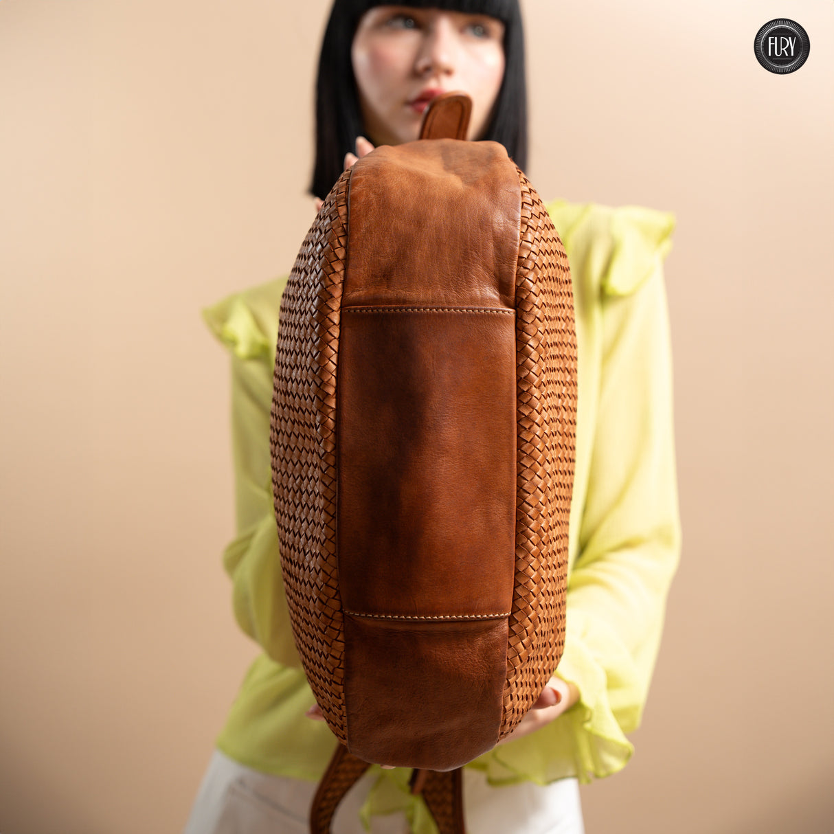 Iris Maxi-Tasche aus gewebtem Leder