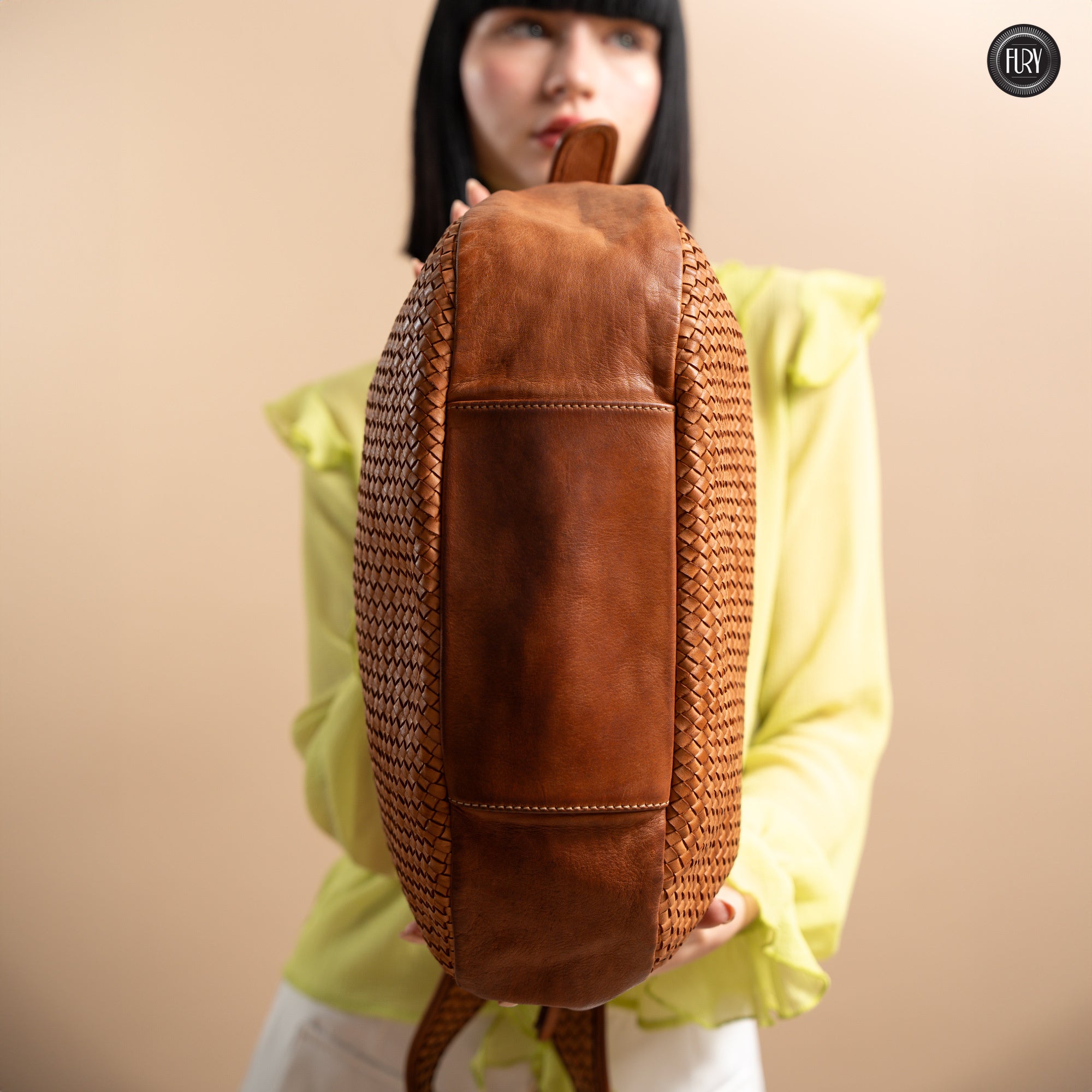 Iris Maxi-Tasche aus gewebtem Leder