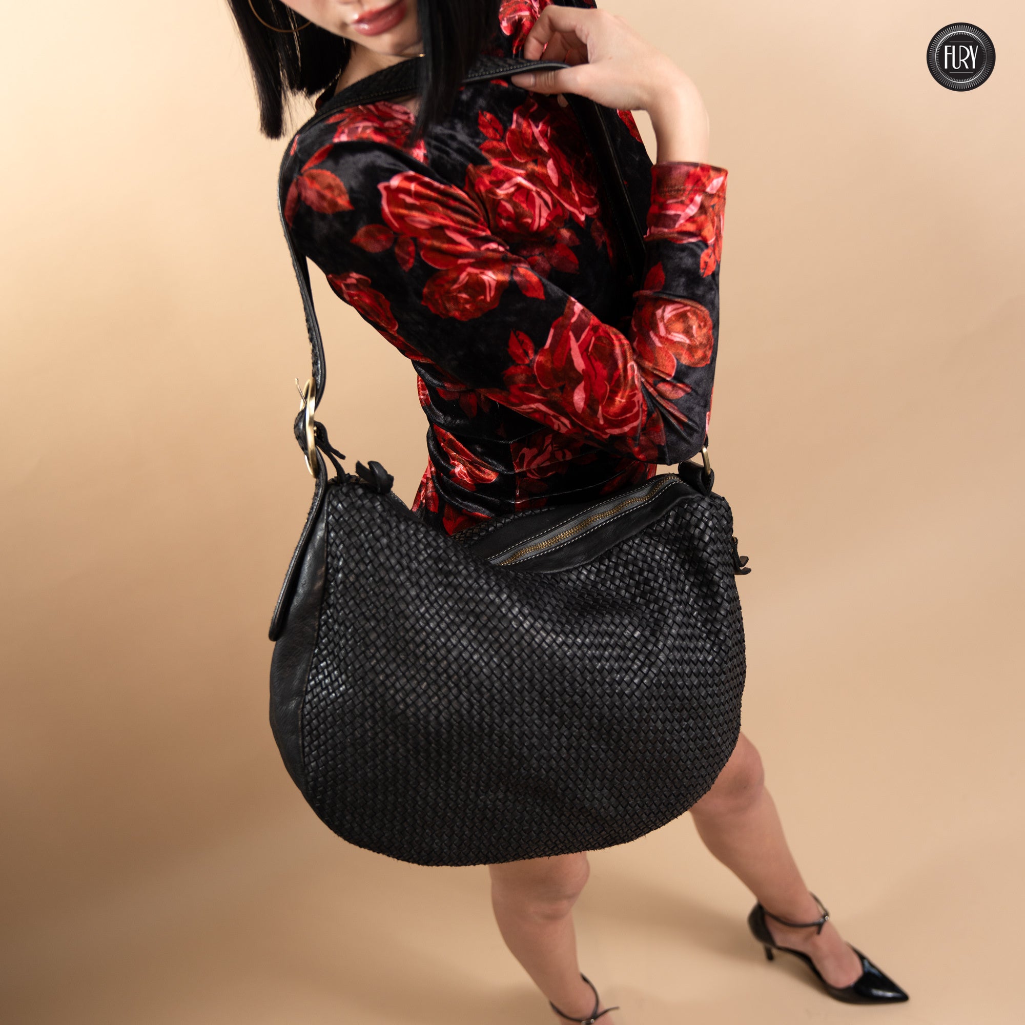 Iris Maxi-Tasche aus gewebtem Leder