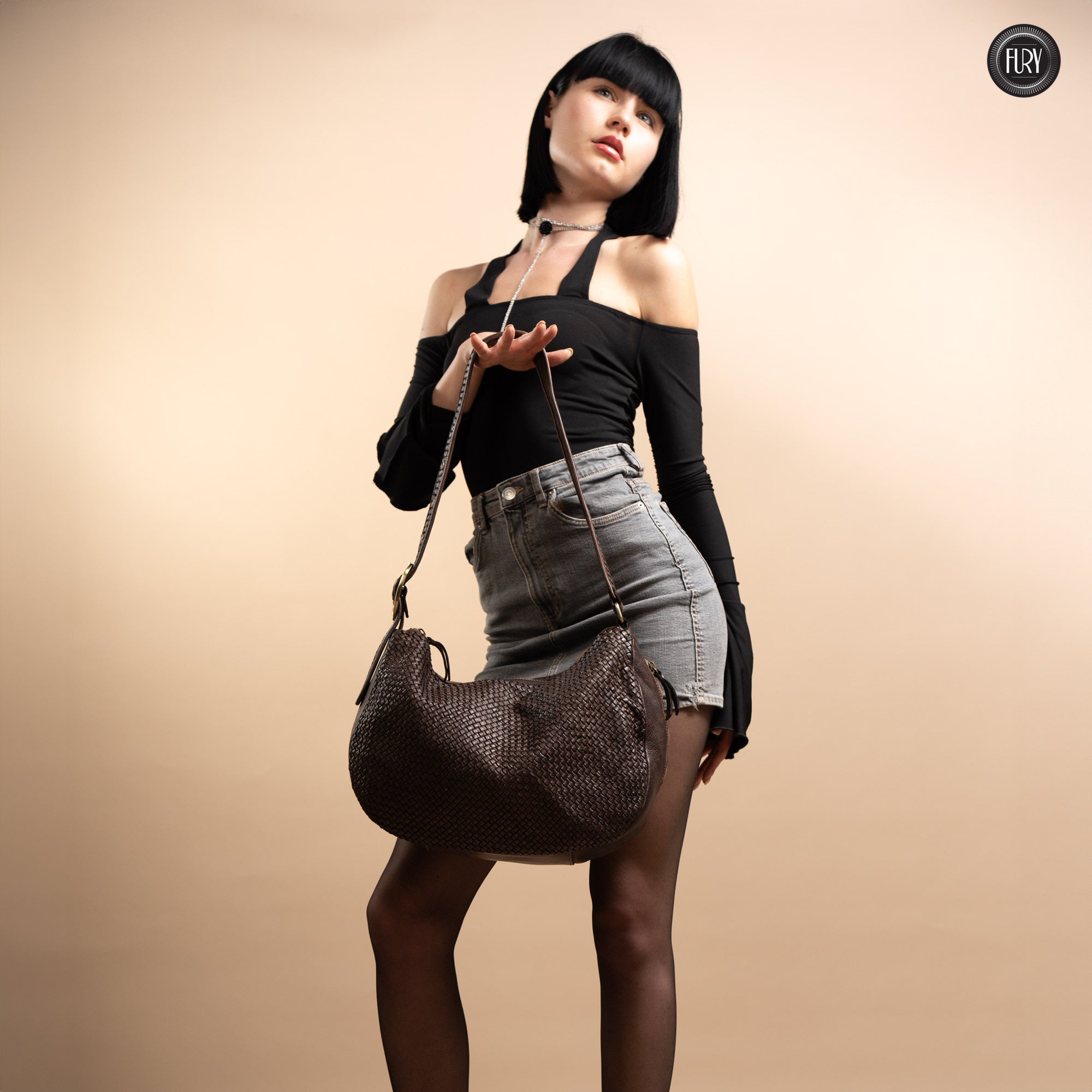 Iris Maxi-Tasche aus gewebtem Leder