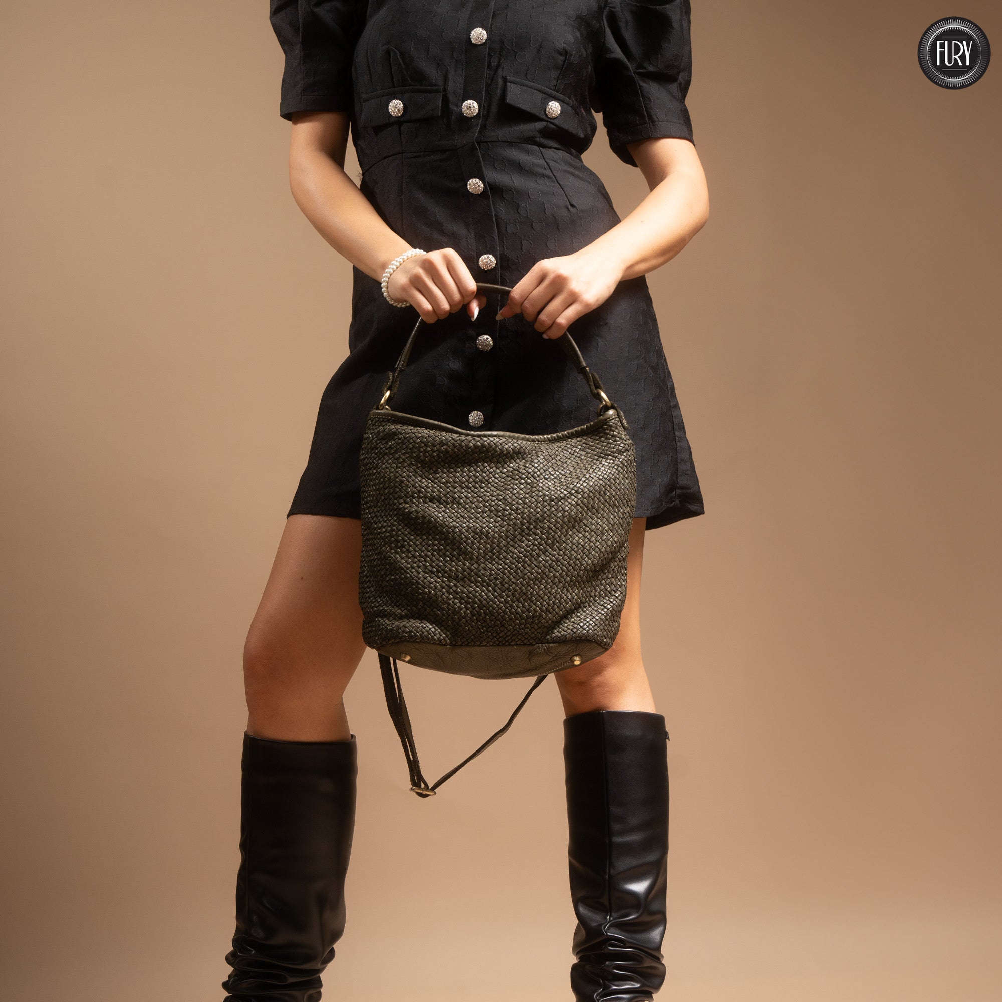 Linda-Tasche aus gewebtem Leder