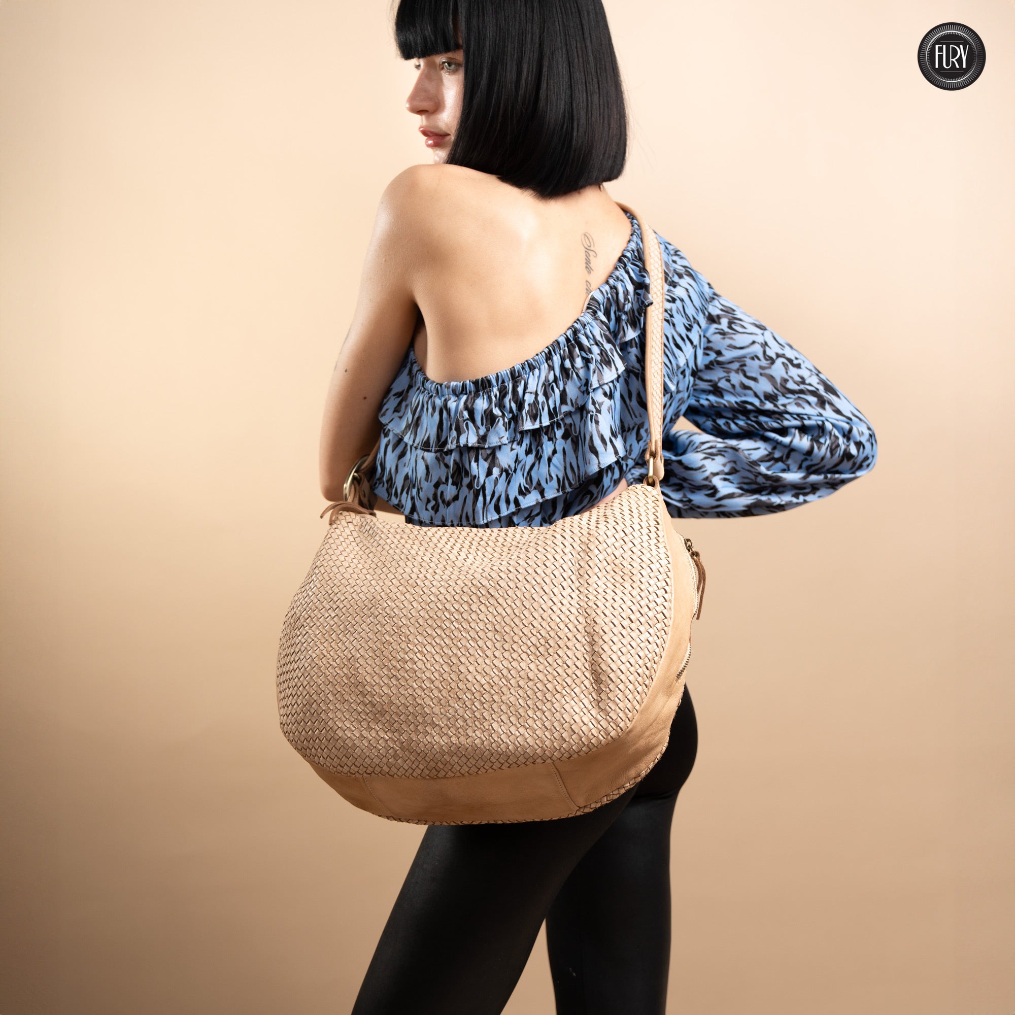 Iris Maxi-Tasche aus gewebtem Leder