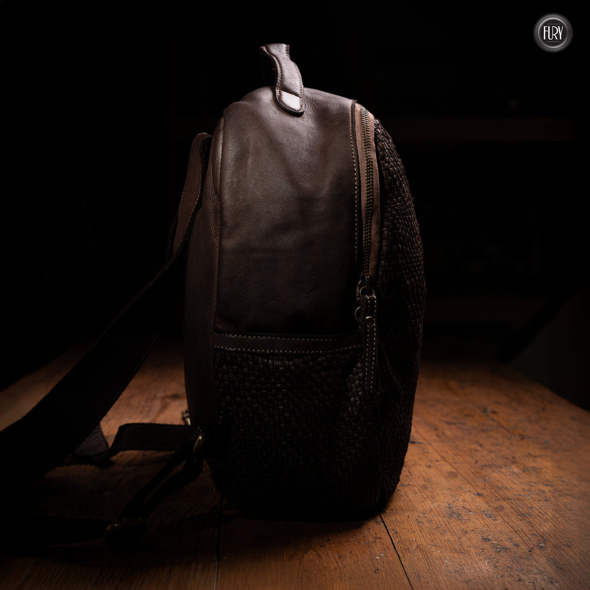 David Rucksack in gewebter Leder