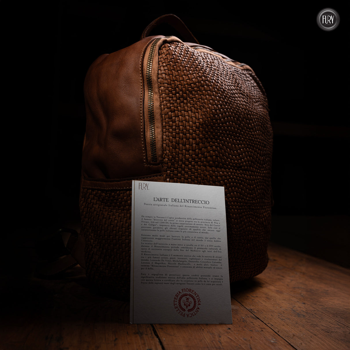 David Rucksack in gewebter Leder