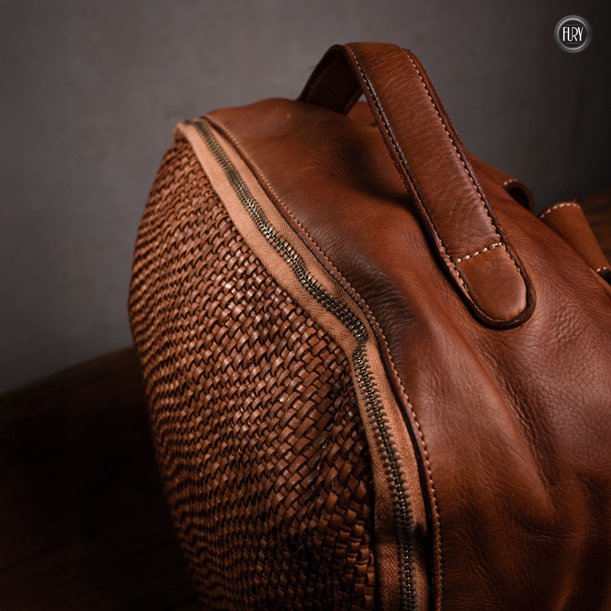 David Rucksack in gewebter Leder