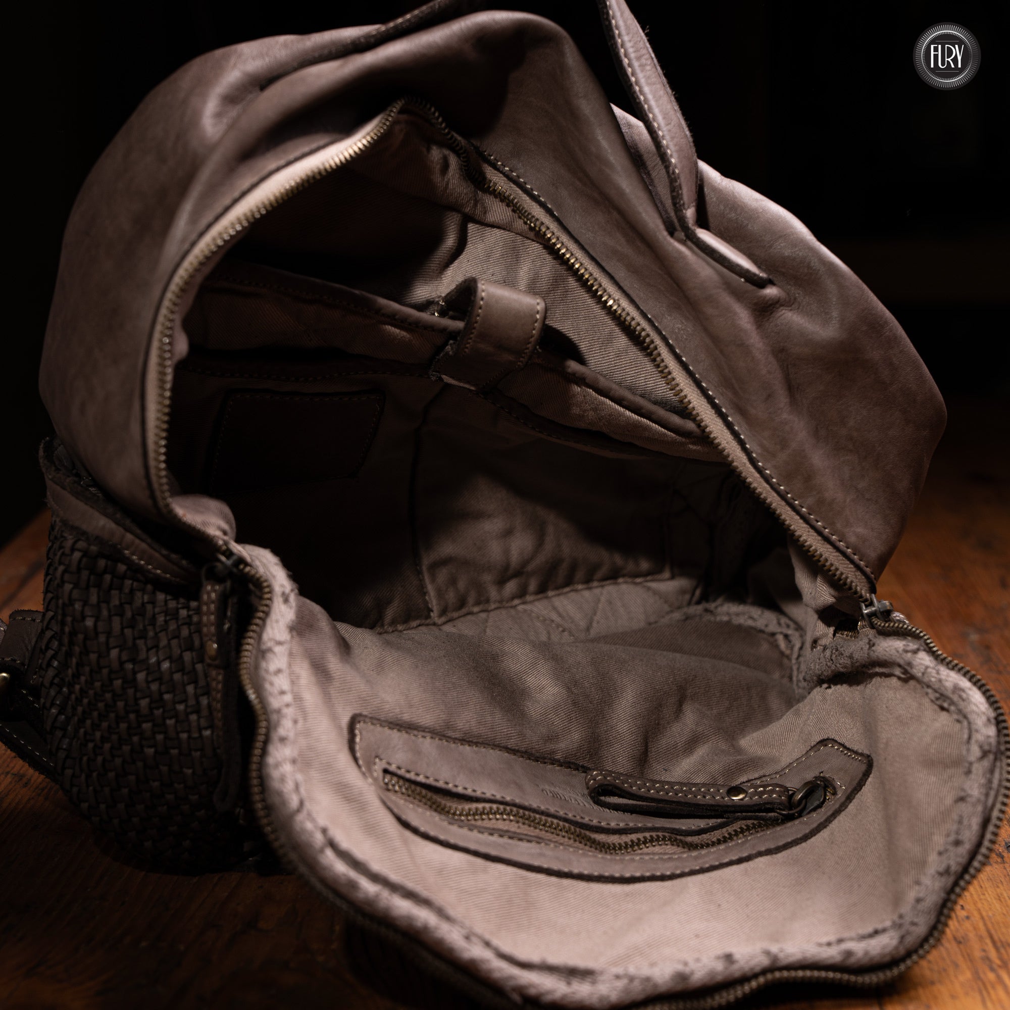 David Rucksack in gewebter Leder