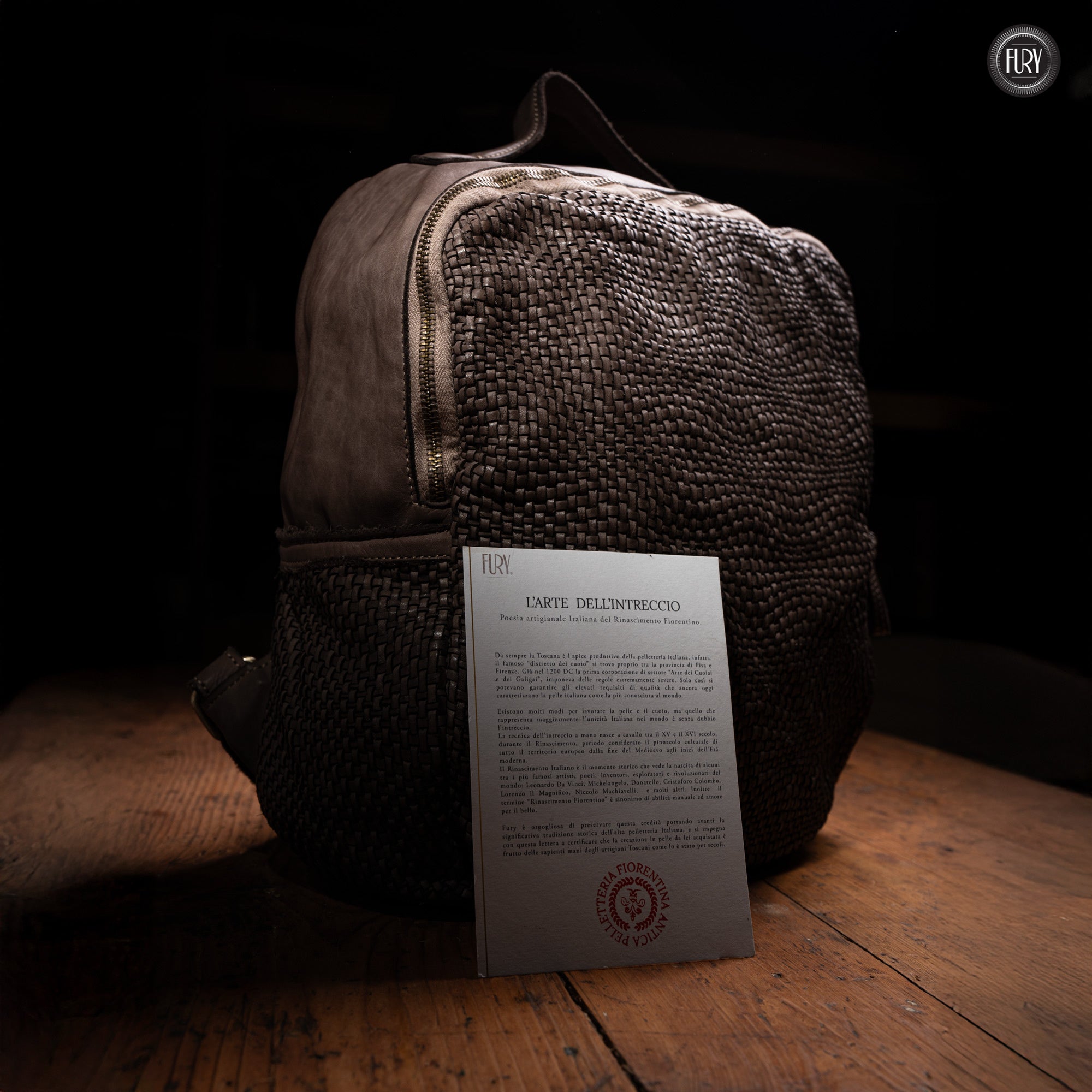 David Rucksack in gewebter Leder