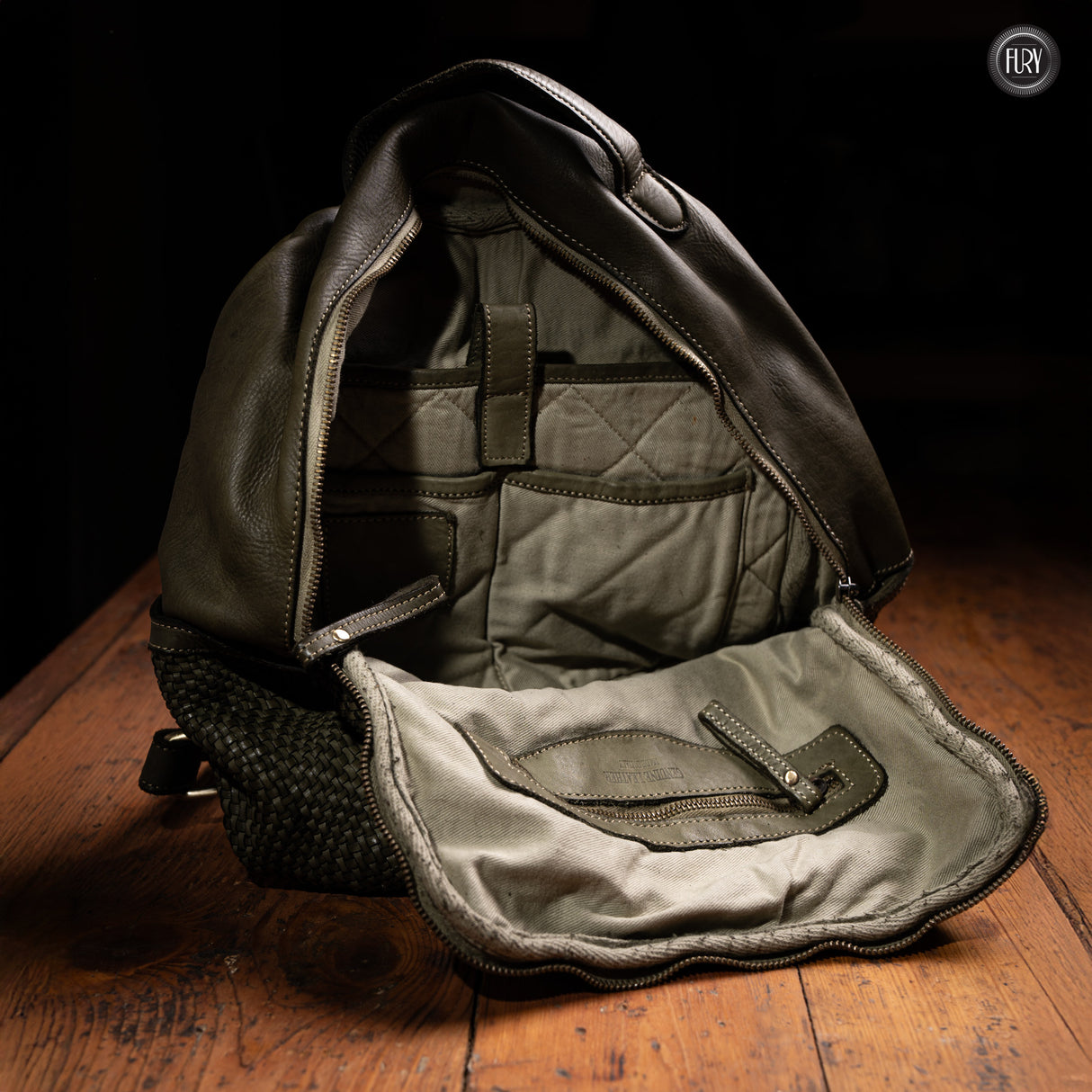 David Rucksack in gewebter Leder