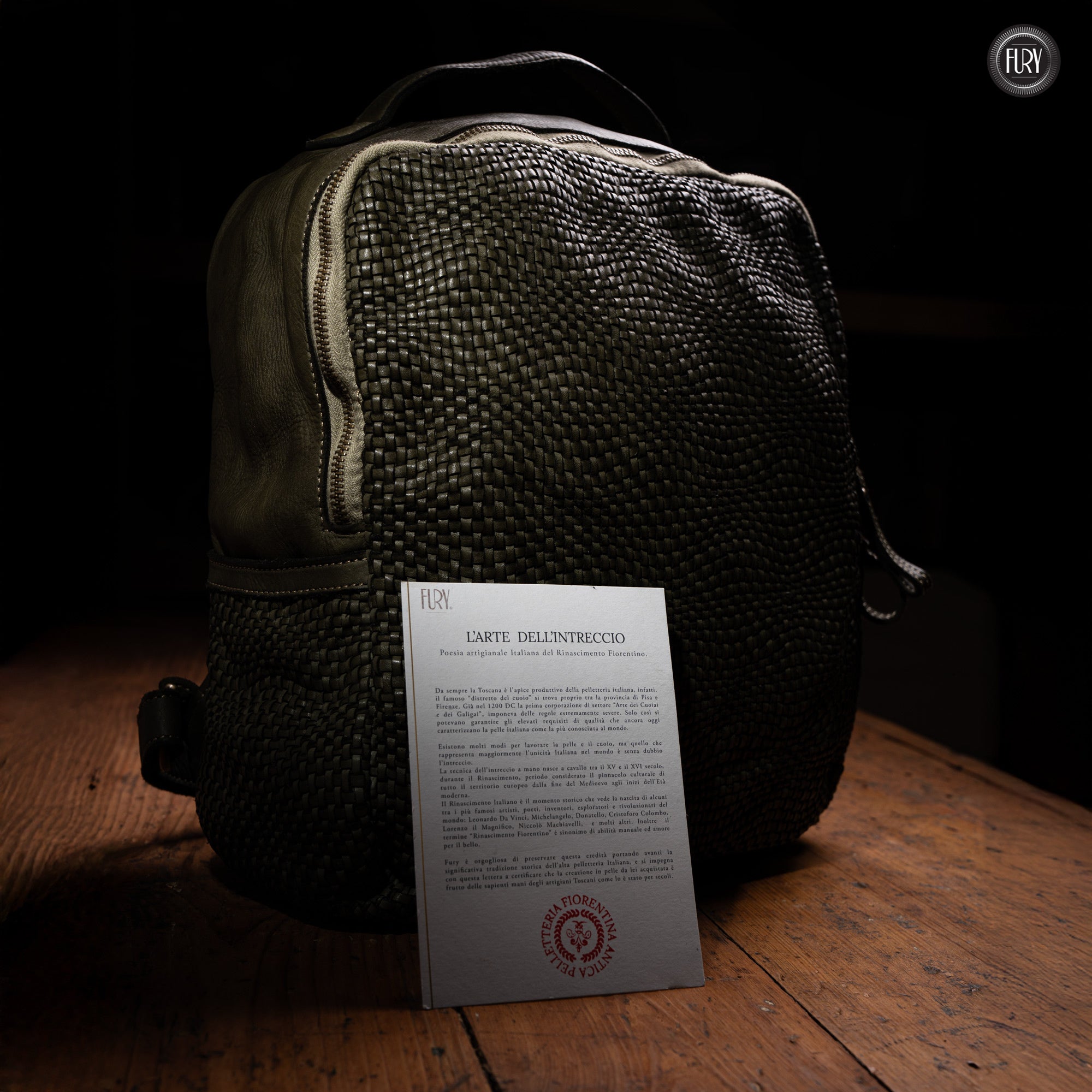 David Rucksack in gewebter Leder