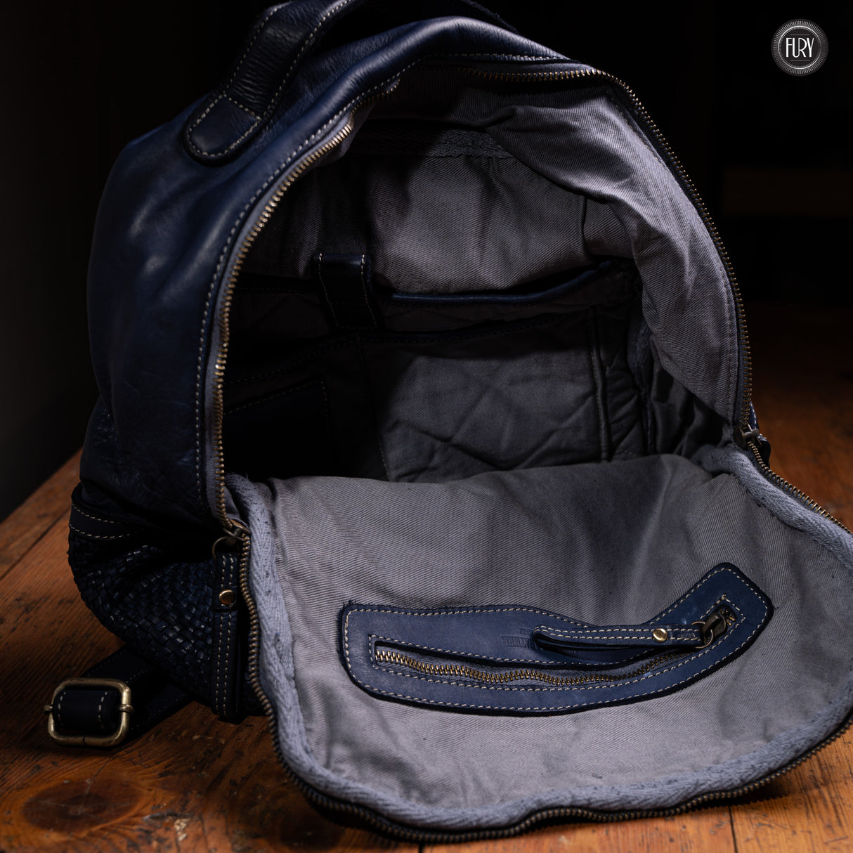 David Rucksack in gewebter Leder