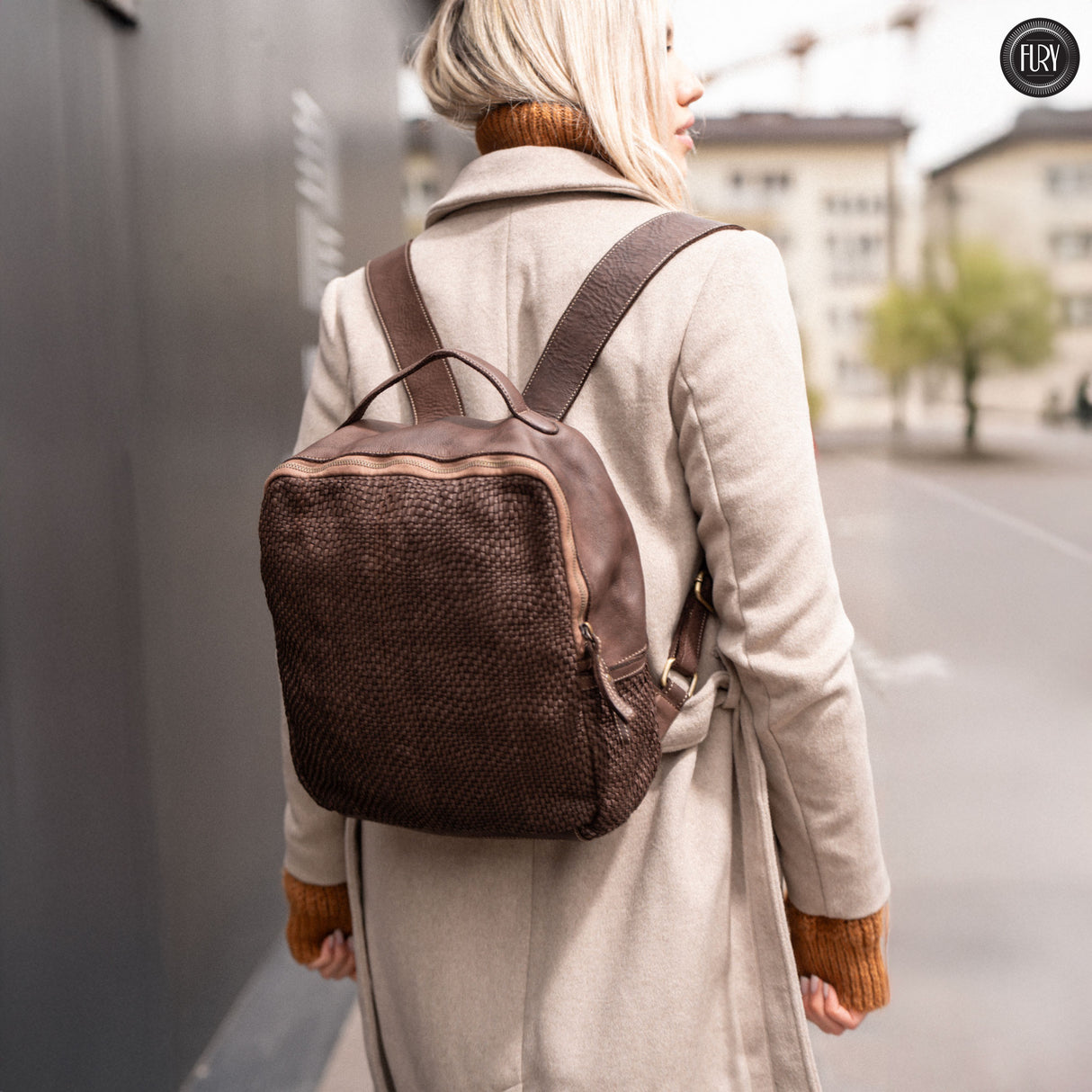 David Rucksack in gewebter Leder