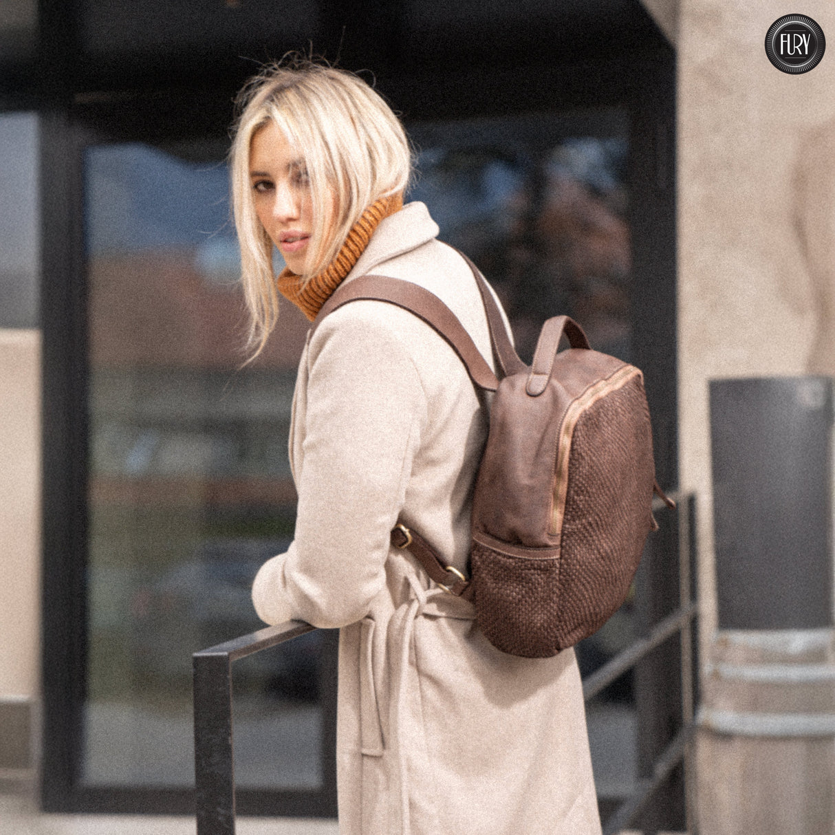 David Rucksack in gewebter Leder