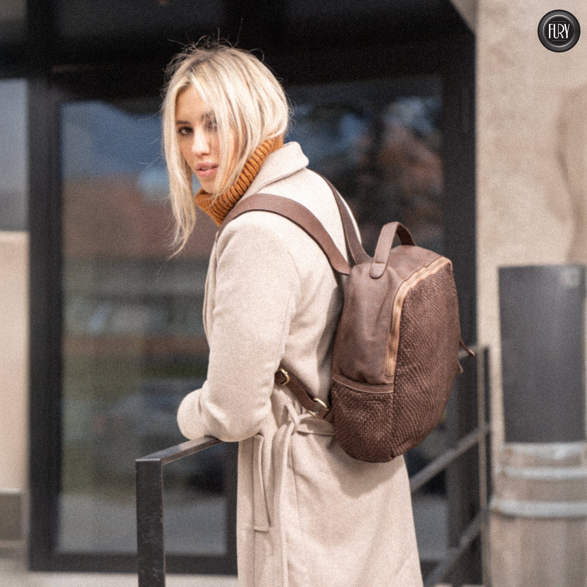 David Rucksack in gewebter Leder
