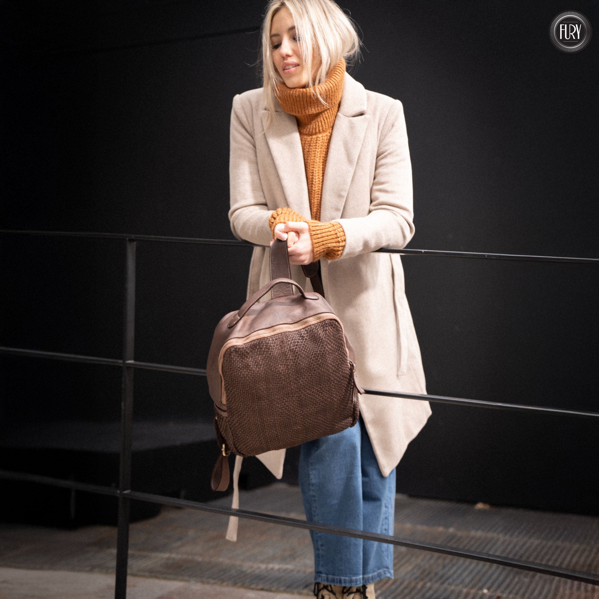 David Rucksack in gewebter Leder