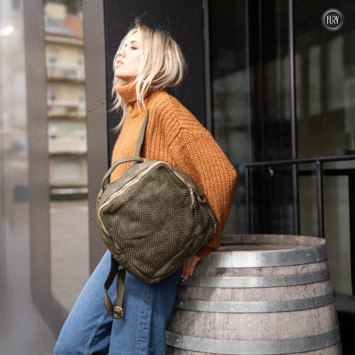 David Rucksack in gewebter Leder