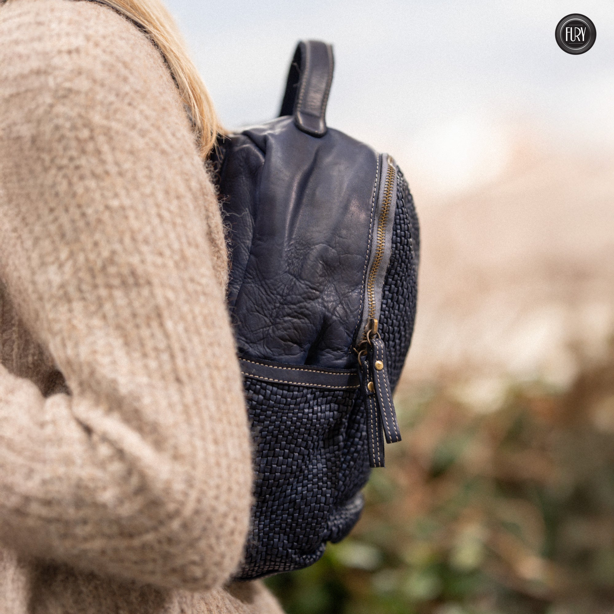 David Rucksack in gewebter Leder