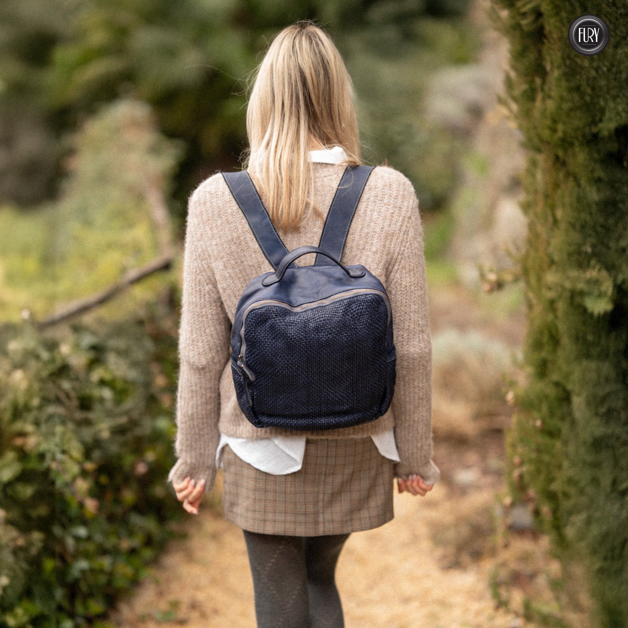 David Rucksack in gewebter Leder