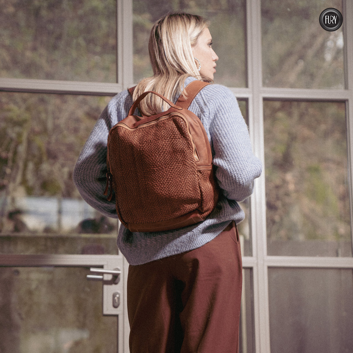 David Rucksack in gewebter Leder