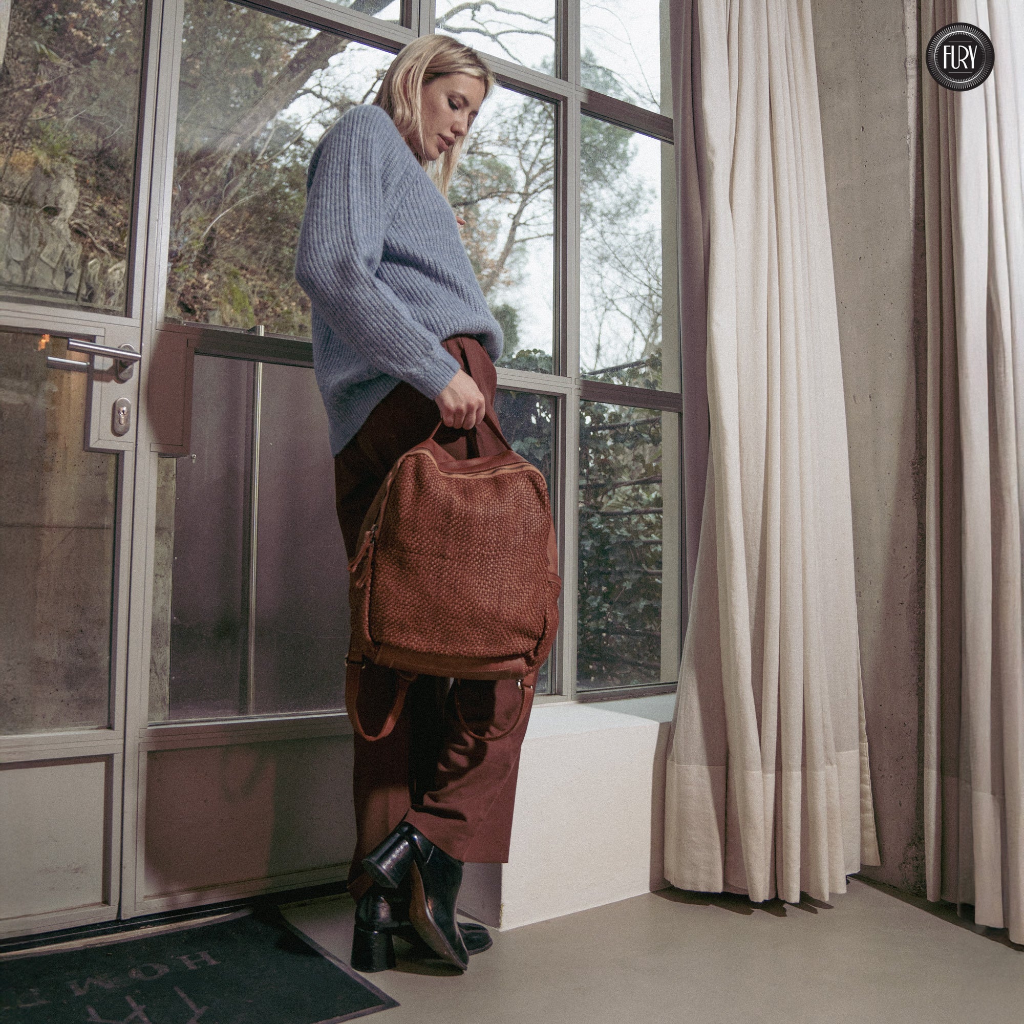 David Rucksack in gewebter Leder