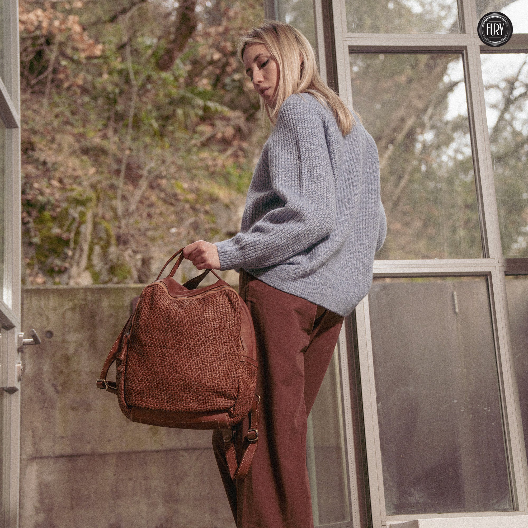 David Rucksack in gewebter Leder