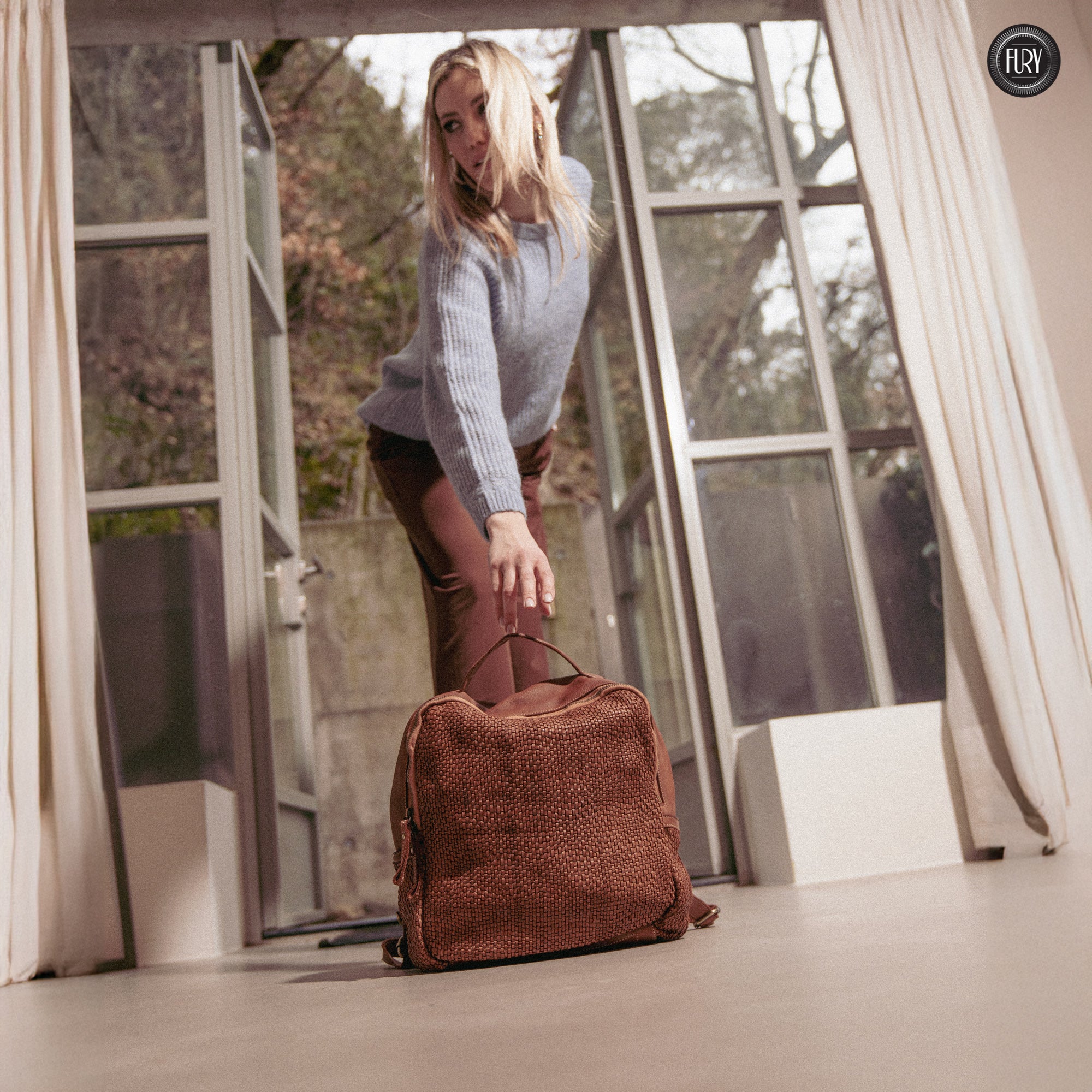 David Rucksack in gewebter Leder