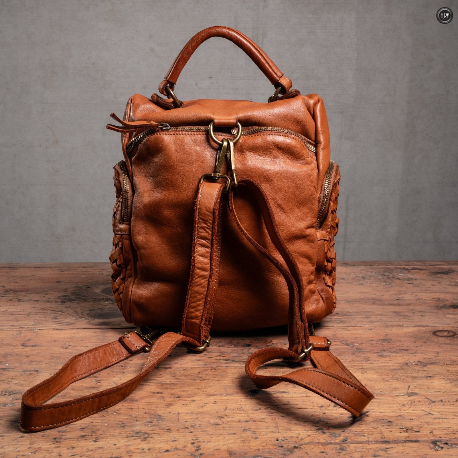 Zainetto Volterra reversibile in pelle intrecciata - Fury