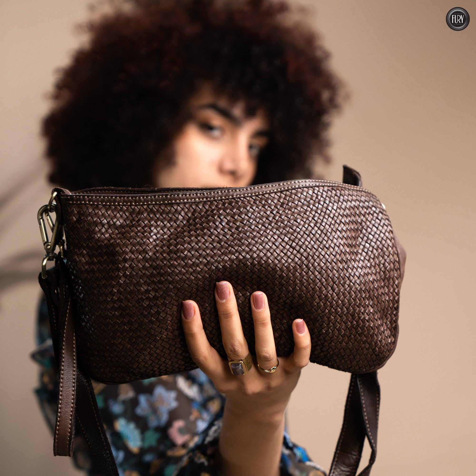 Pochette Diana in pelle intrecciata Fury