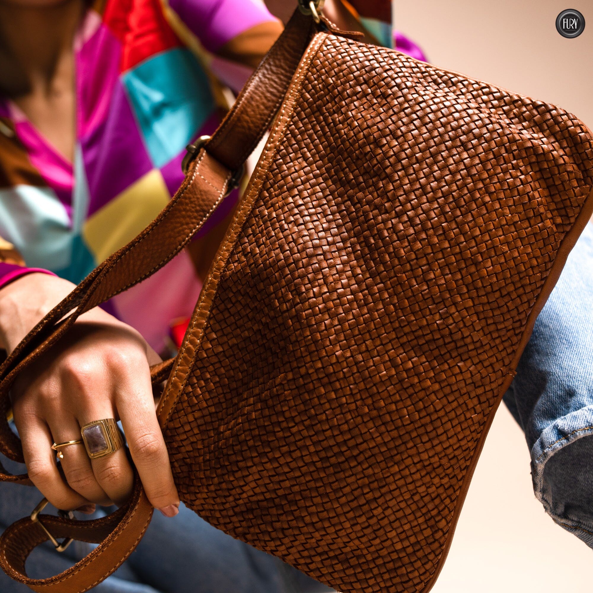 Pochette Diana in pelle intrecciata Fury