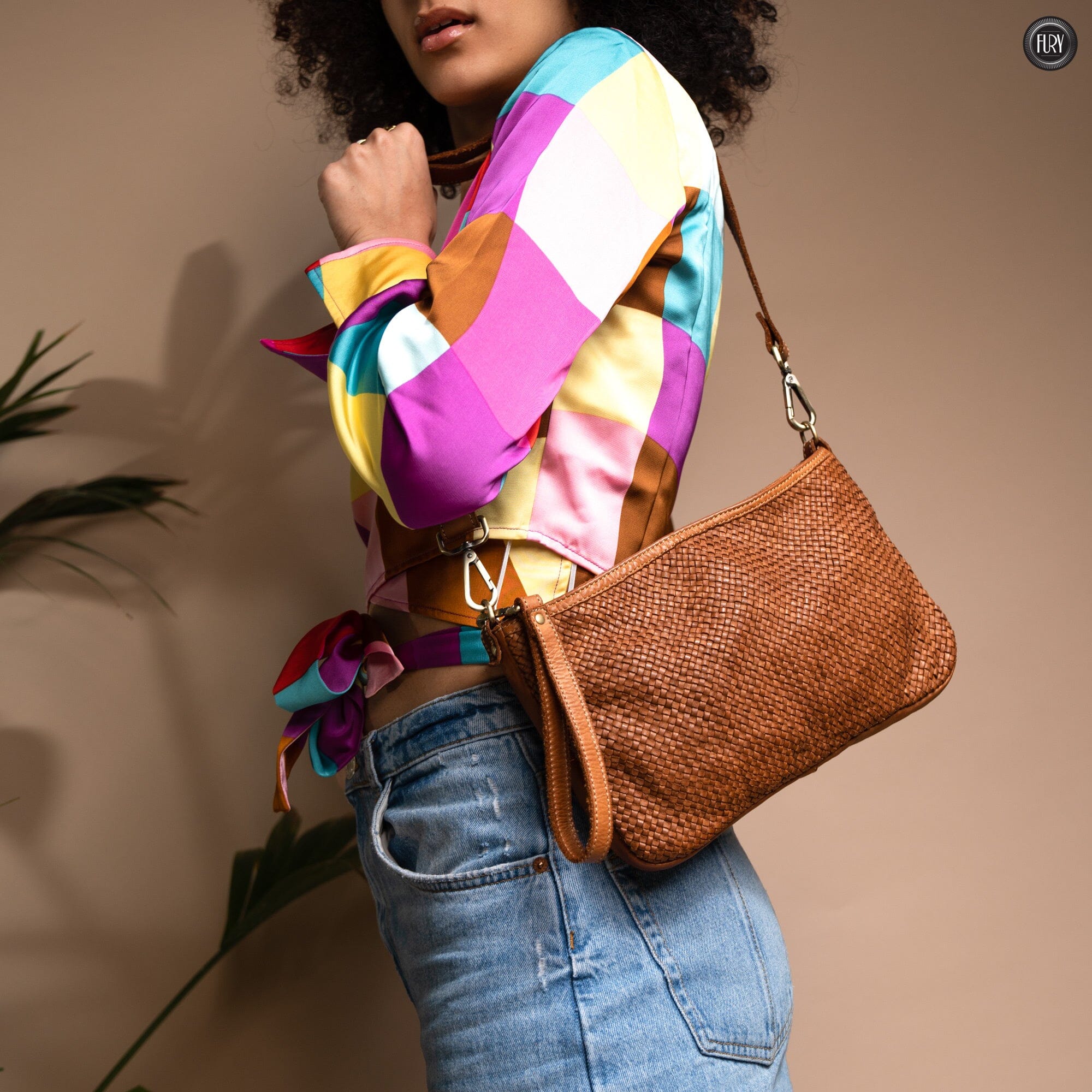 Pochette Diana in pelle intrecciata Fury