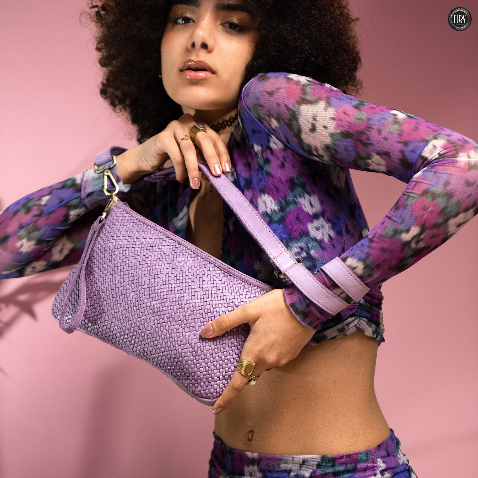 Pochette Diana in pelle intrecciata Fury