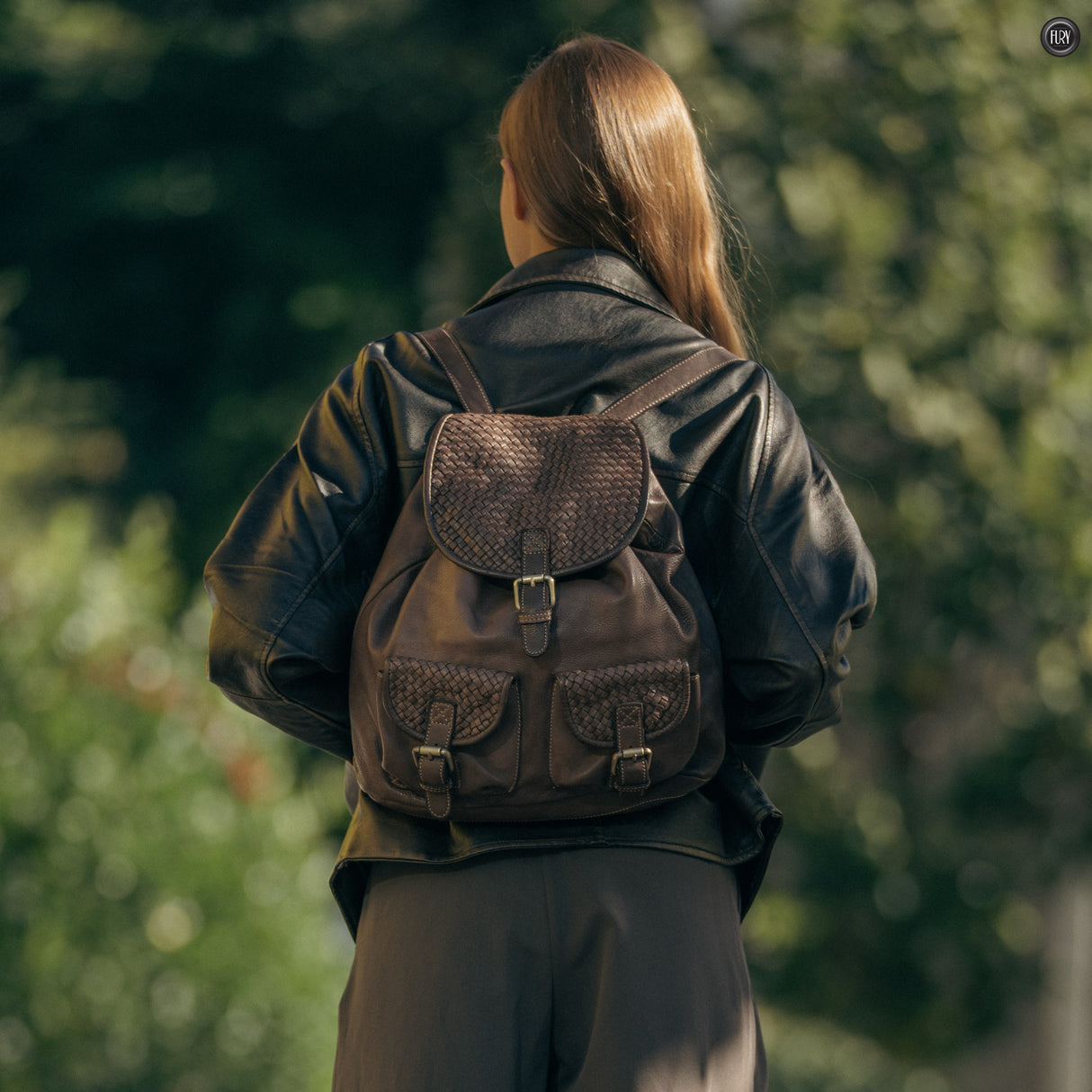 Lorenzo Rucksack aus gewebtem Leder