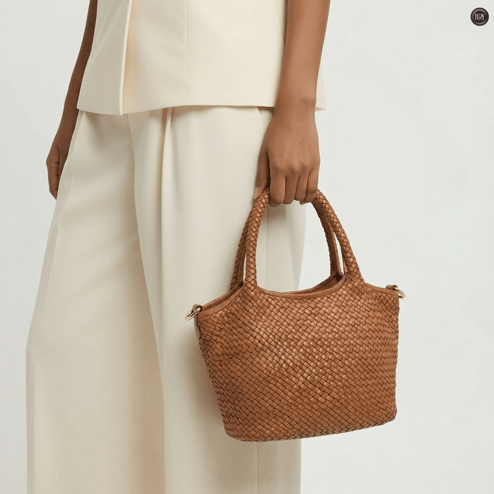 Borsa Alba Maxi in pelle intrecciata - Fury