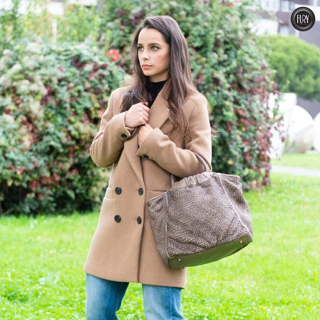 Borsa Prime in pelle intrecciata Fury Bags#colore_taupe