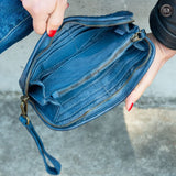 Portafoglio in pelle intrecciata Fury Bags#colore_blu